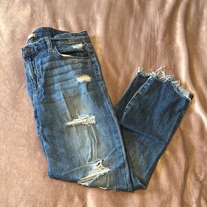 Joe's Jeans Blue Distressed Ankle Cropped Jeans